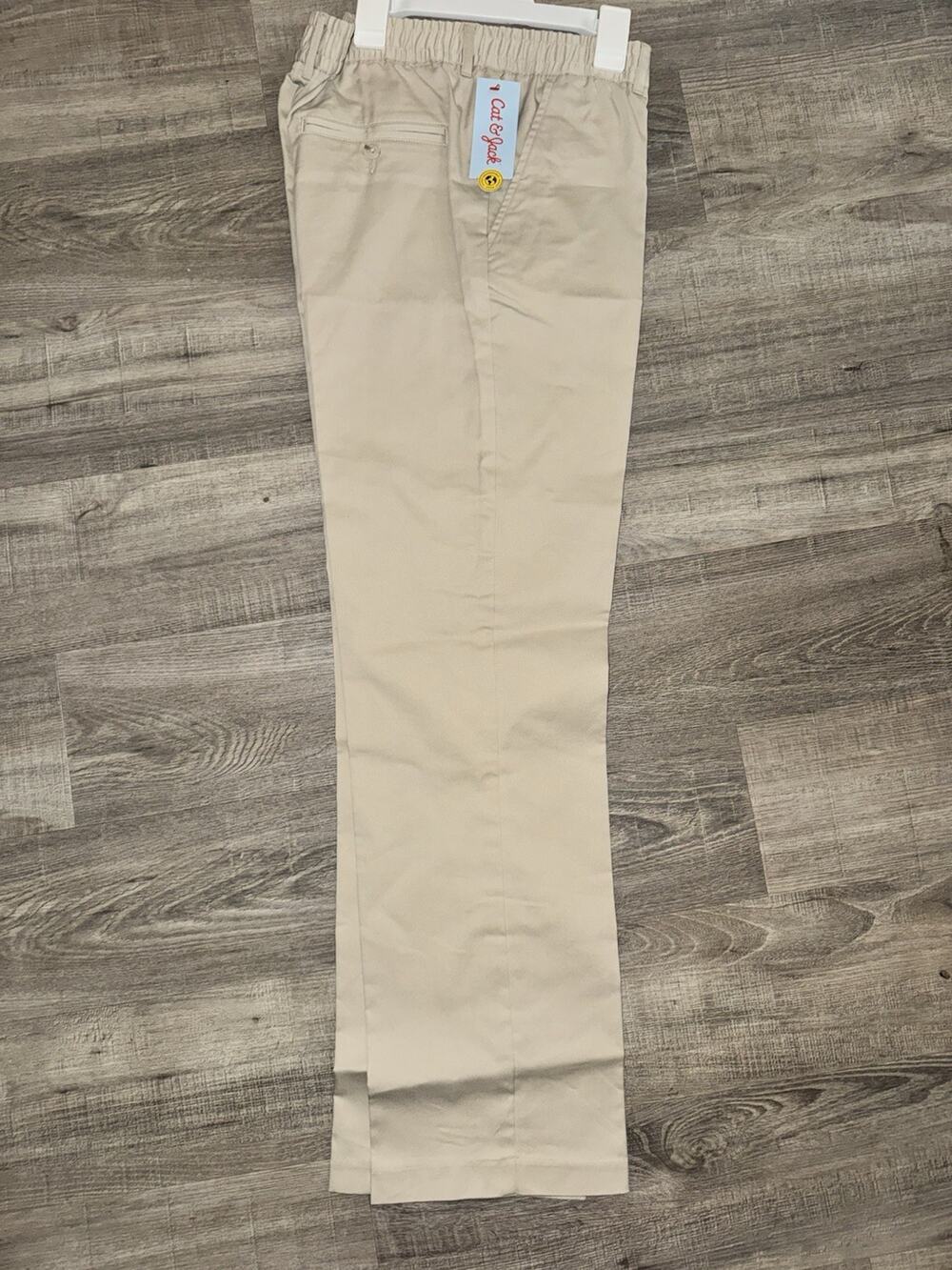 Cat & Jack Boys Khaki Pull On Uniform Pants Size 18H Husky Adjustable Waist NWT